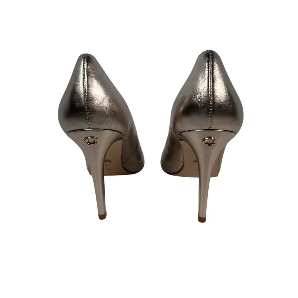 Coach Skyler‎ Pumps Womens 8.5 Metallic Champagne Gold Stiletto Heel Pointed Toe